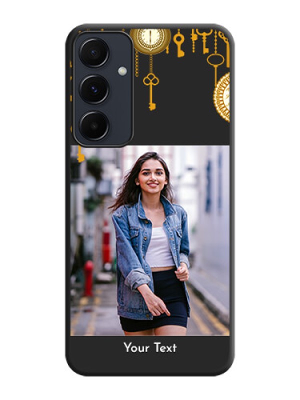 Custom Decorative Design with Text on Space Black Custom Soft Matte Back Cover - Galaxy A35 5G