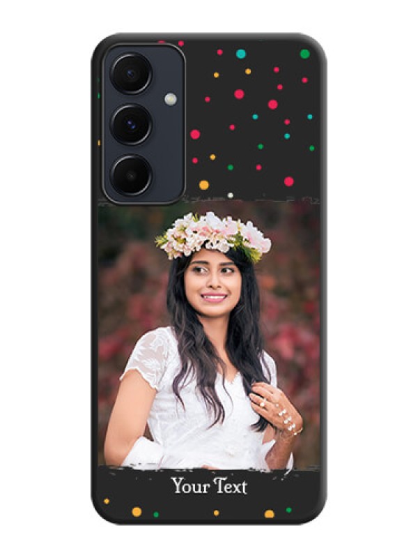 Custom Multicolor Dotted Pattern with Text on Space Black Custom Soft Matte Phone Back Cover - Galaxy A35 5G