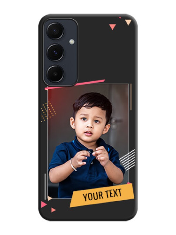 Custom Photo Frame with Triangle Small Dots - Photo on Space Black Soft Matte Back Cover - Galaxy A35 5G
