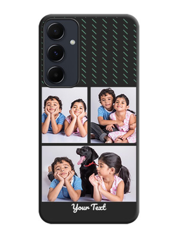 Custom Cross Dotted Pattern with 2 Image Holder on Personalised Space Black Soft Matte Cases - Galaxy A35 5G