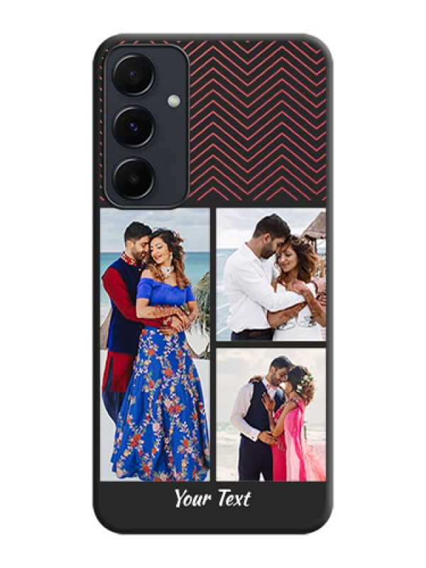 Custom Wave Pattern with 3 Image Holder on Space Black Custom Soft Matte Back Cover - Galaxy A35 5G