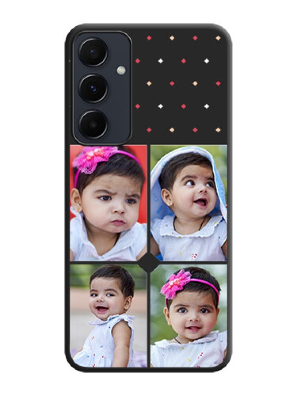 Custom Multicolor Dotted Pattern with 4 Image Holder on Space Black Custom Soft Matte Phone Cases - Galaxy A35 5G