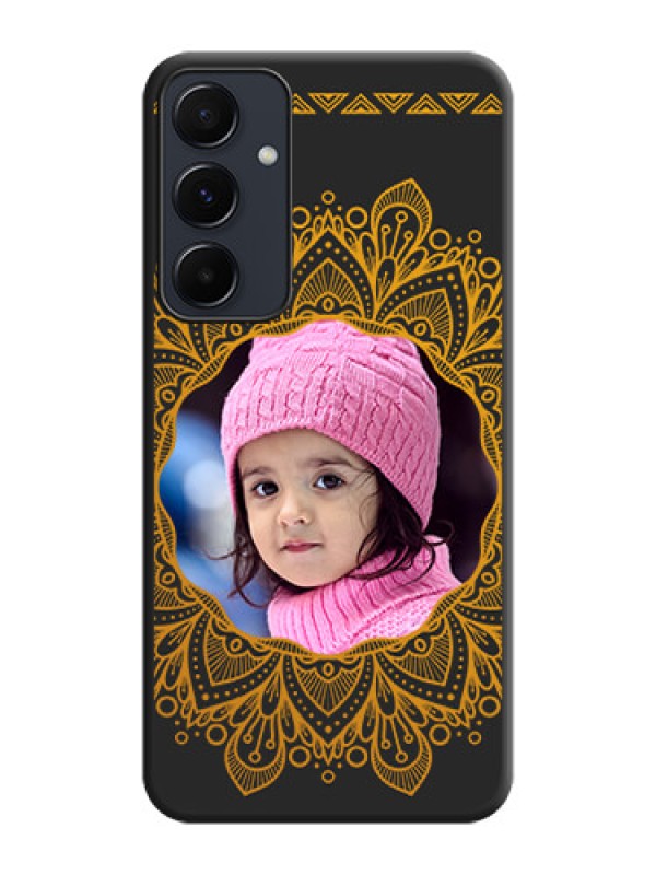 Custom Round Image with Floral Design - Photo on Space Black Soft Matte Mobile Cover - Galaxy A35 5G