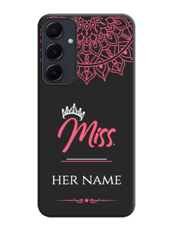 Custom Mrs Name with Floral Design on Space Black Personalized Soft Matte Phone Covers - Galaxy A35 5G