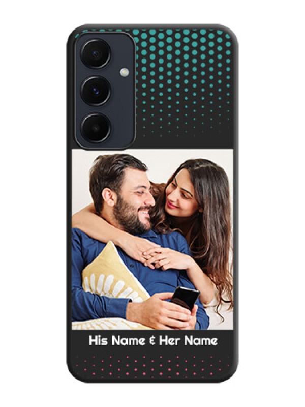 Custom Faded Dots with Grunge Photo Frame and Text on Space Black Custom Soft Matte Phone Cases - Galaxy A35 5G