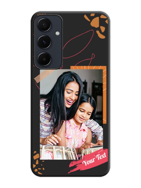 Custom Orange Photo Frame on Space Black Custom Soft Matte Phone Back Cover - Galaxy A35 5G