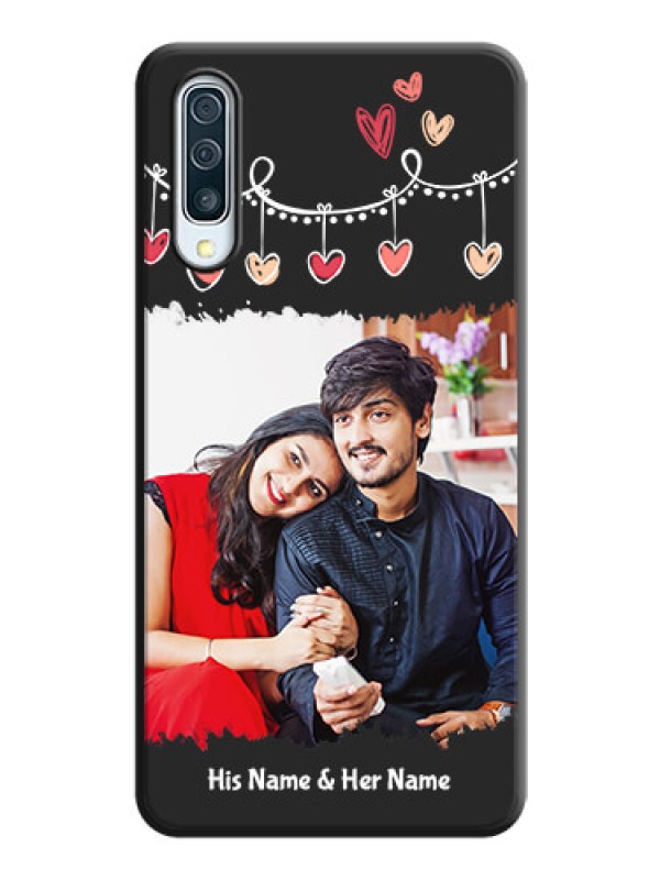 Custom Pink Love Hangings with Name on Space Black Custom Soft Matte Phone Cases - Galaxy A50