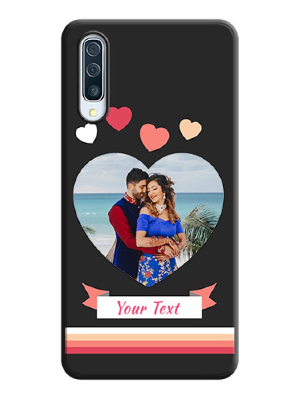 Custom Love Shaped Photo with Colorful Stripes on Personalised Space Black Soft Matte Cases - Galaxy A50