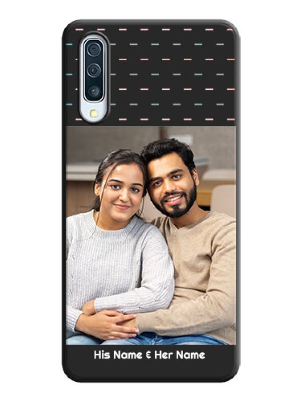 Custom Line Pattern Design with Text on Space Black Custom Soft Matte Phone Back Cover - Galaxy A50
