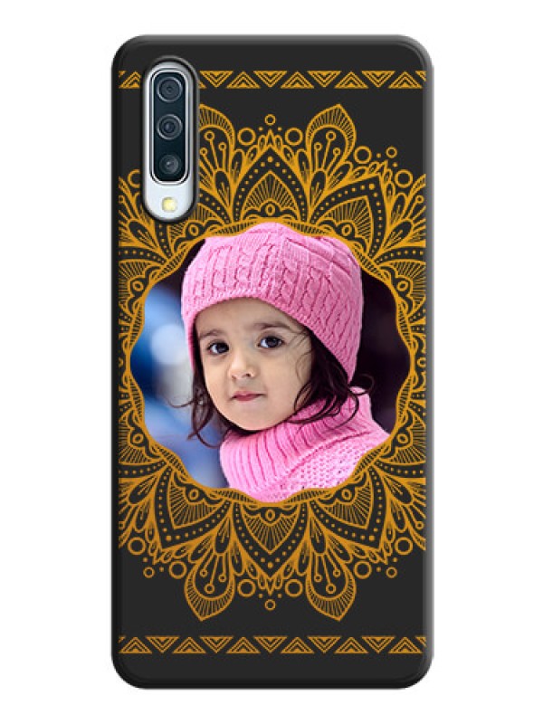 Custom Round Image with Floral Design - Photo on Space Black Soft Matte Mobile Cover - Galaxy A50