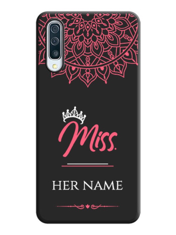 Custom Mrs Name with Floral Design on Space Black Personalized Soft Matte Phone Covers - Galaxy A50