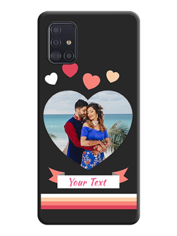 Custom Love Shaped Photo with Colorful Stripes on Personalised Space Black Soft Matte Cases - Galaxy A51