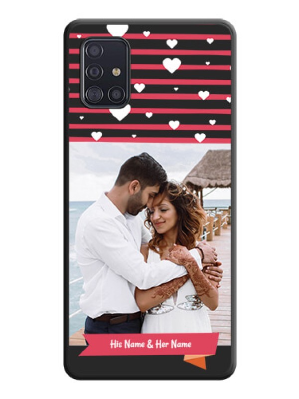 Custom White Color Love Symbols with Pink Lines Pattern on Space Black Custom Soft Matte Phone Cases - Galaxy A51
