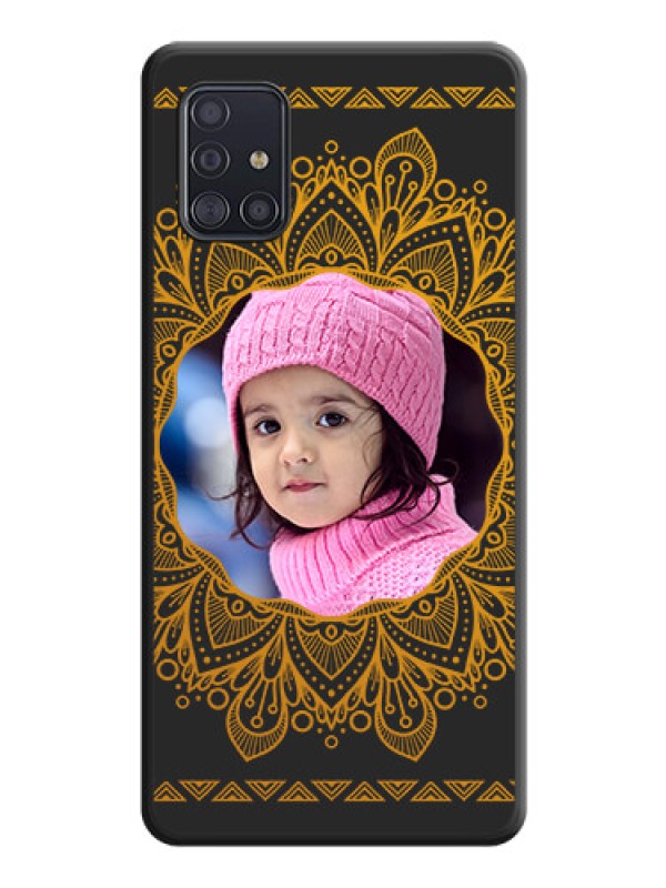 Custom Round Image with Floral Design on Photo on Space Black Soft Matte Mobile Cover - Galaxy A51