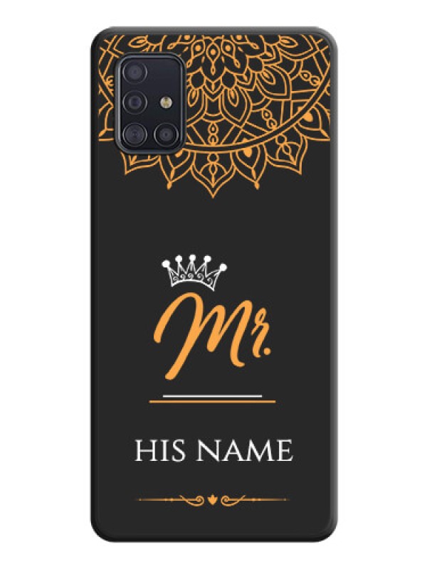 Custom Mr Name with Floral Design  on Personalised Space Black Soft Matte Cases - Galaxy A51