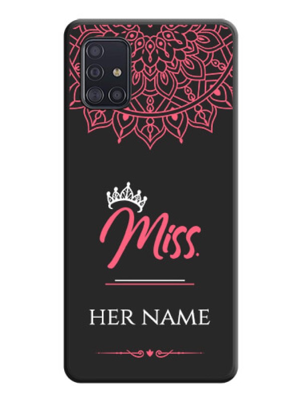Custom Mrs Name with Floral Design on Space Black Personalized Soft Matte Phone Covers - Galaxy A51