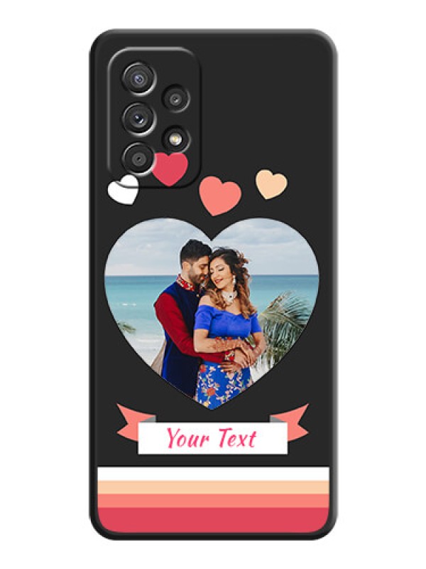 Custom Love Shaped Photo with Colorful Stripes on Personalised Space Black Soft Matte Cases - Galaxy A52 4G