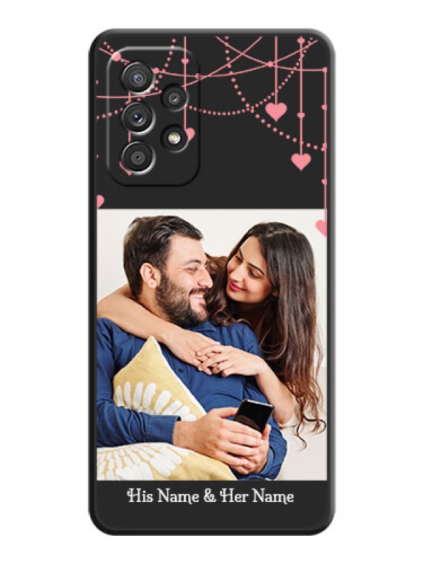 Custom Pink Love Hangings with Text on Space Black Custom Soft Matte Back Cover - Galaxy A52 4G