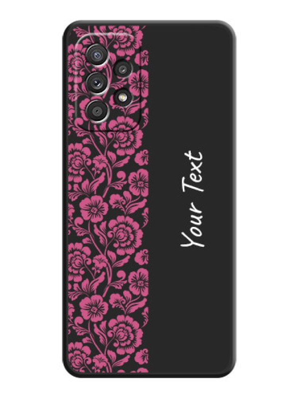 Custom Pink Floral Pattern Design With Custom Text On Space Black Personalized Soft Matte Phone Covers -Samsung Galaxy A52
