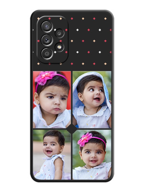 Custom Multicolor Dotted Pattern with 4 Image Holder on Space Black Custom Soft Matte Phone Cases - Galaxy A52s 5G