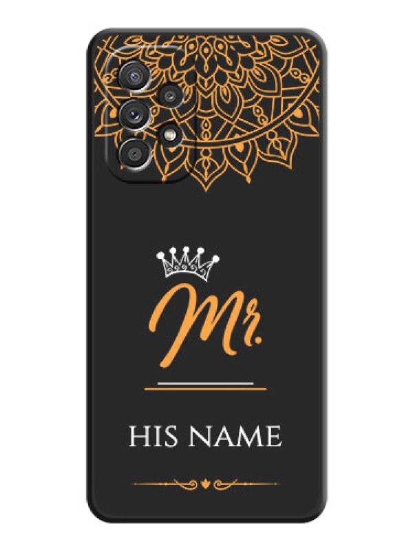 Custom Mr Name with Floral Design  on Personalised Space Black Soft Matte Cases - Galaxy A52s 5G