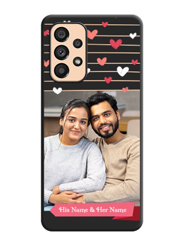 Custom Love Pattern with Name on Pink Ribbon  on Photo on Space Black Soft Matte Back Cover - Galaxy A53 5G