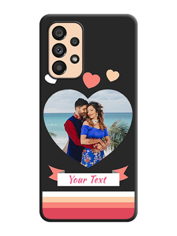 Custom Love Shaped Photo with Colorful Stripes on Personalised Space Black Soft Matte Cases - Galaxy A53 5G