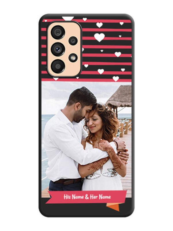 Custom White Color Love Symbols with Pink Lines Pattern on Space Black Custom Soft Matte Phone Cases - Galaxy A53 5G