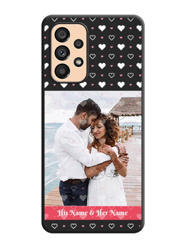 Custom White Color Love Symbols with Text Design on Photo on Space Black Soft Matte Phone Cover - Galaxy A53 5G