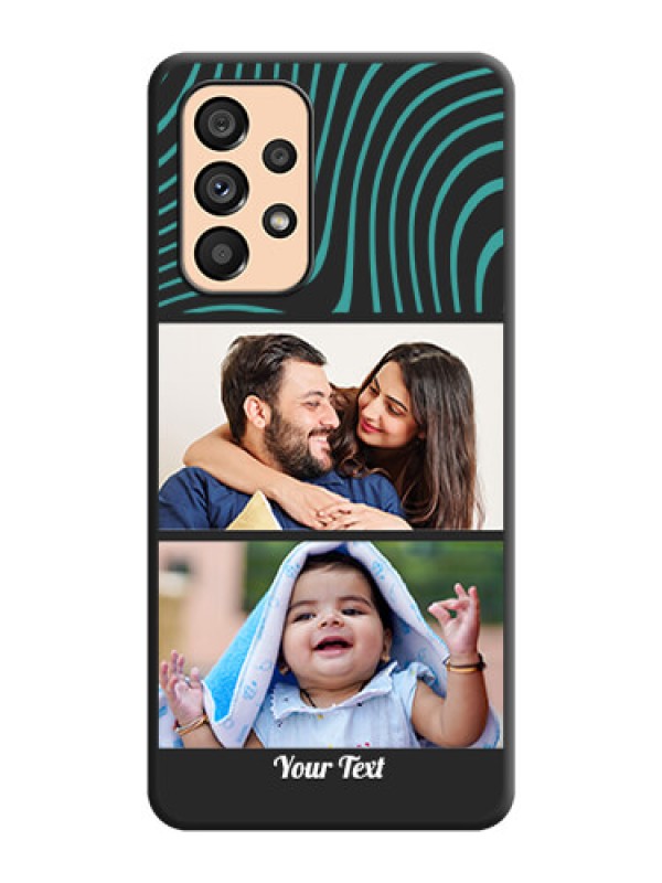 Custom Wave Pattern with 2 Image Holder on Space Black Personalized Soft Matte Phone Covers - Galaxy A53 5G
