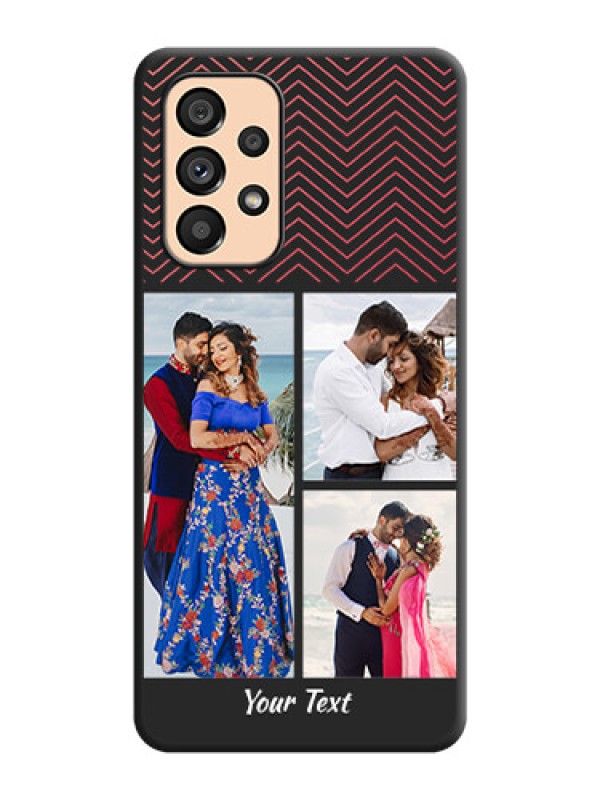 Custom Wave Pattern with 3 Image Holder on Space Black Custom Soft Matte Back Cover - Galaxy A53 5G