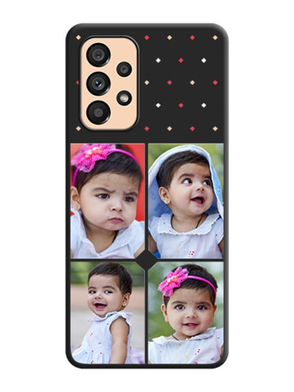 Custom Multicolor Dotted Pattern with 4 Image Holder on Space Black Custom Soft Matte Phone Cases - Galaxy A53 5G