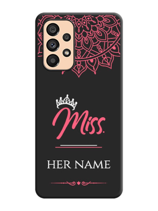 Custom Mrs Name with Floral Design on Space Black Personalized Soft Matte Phone Covers - Galaxy A53 5G