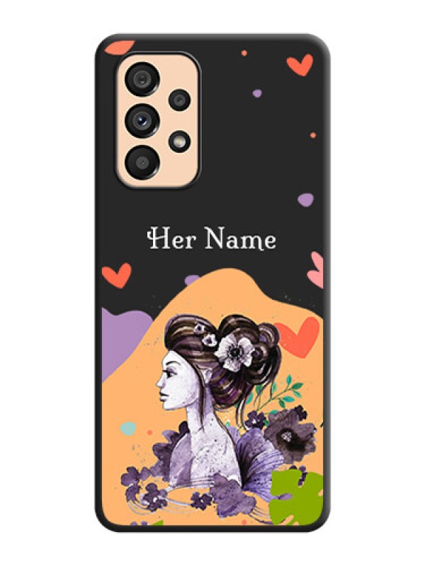 Custom Namecase For Her With Fancy Lady Image On Space Black Personalized Soft Matte Phone Covers -Samsung Galaxy A53 5G