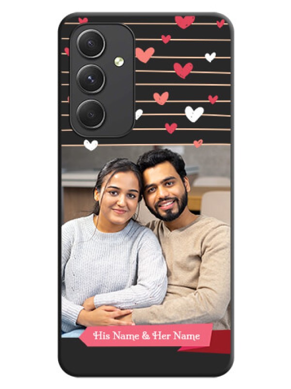 Custom Love Pattern with Name on Pink Ribbon  on Photo on Space Black Soft Matte Back Cover - Galaxy A54 5G