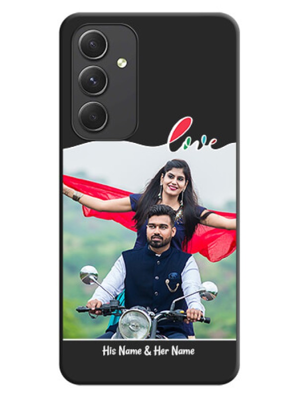 Custom Fall in Love Pattern with Picture on Photo on Space Black Soft Matte Mobile Case - Galaxy A54 5G