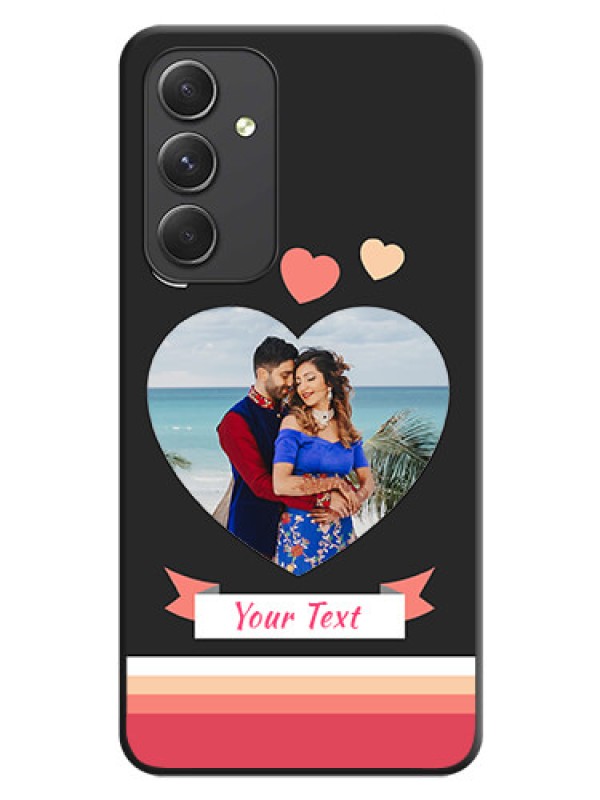 Custom Love Shaped Photo with Colorful Stripes on Personalised Space Black Soft Matte Cases - Galaxy A54 5G