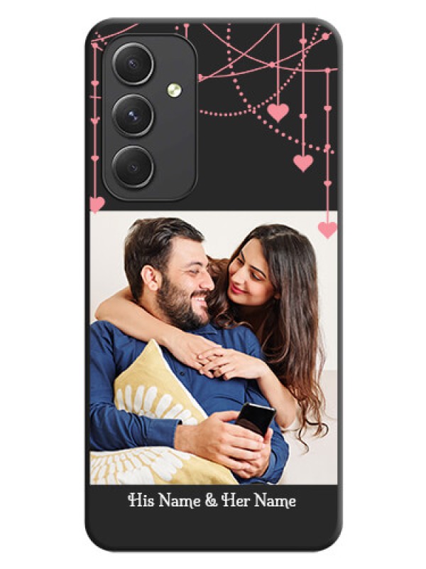 Custom Pink Love Hangings with Text on Space Black Custom Soft Matte Back Cover - Galaxy A54 5G