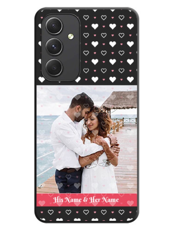 Custom White Color Love Symbols with Text Design on Photo on Space Black Soft Matte Phone Cover - Galaxy A54 5G