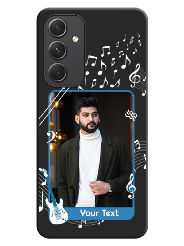 Custom Musical Theme Design with Text on Photo on Space Black Soft Matte Mobile Case - Galaxy A54 5G