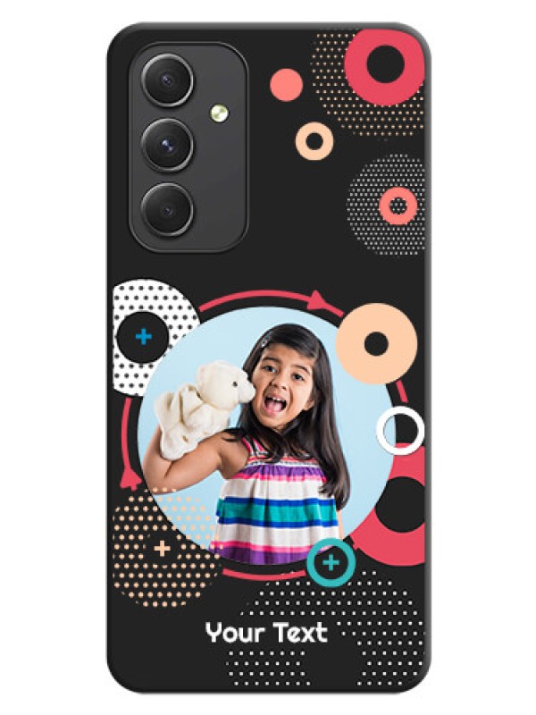 Custom Multicoloured Round Image on Personalised Space Black Soft Matte Cases - Galaxy A54 5G