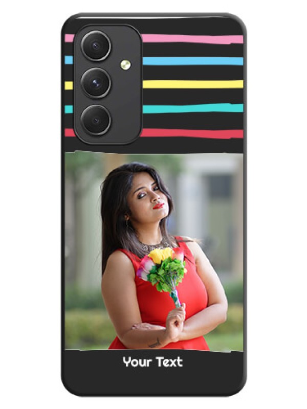 Custom Multicolor Lines with Image on Space Black Personalized Soft Matte Phone Covers - Galaxy A54 5G