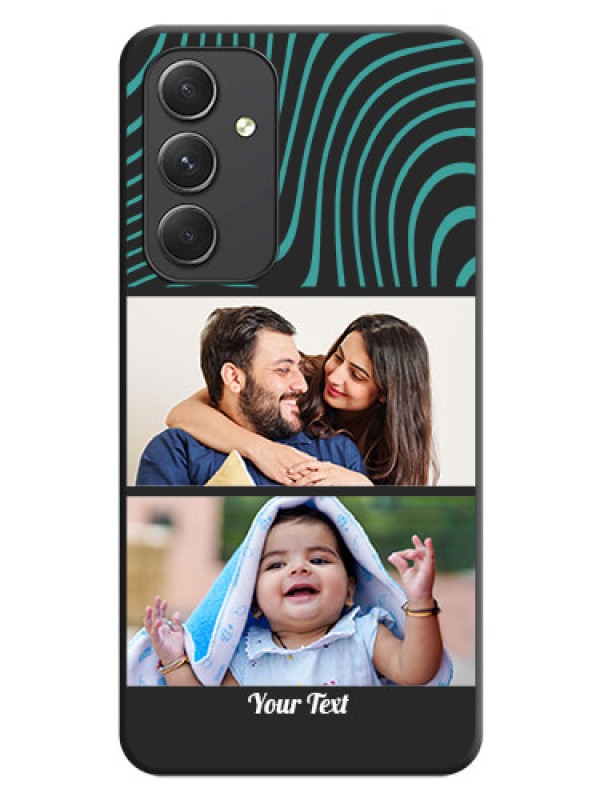 Custom Wave Pattern with 2 Image Holder on Space Black Personalized Soft Matte Phone Covers - Galaxy A54 5G