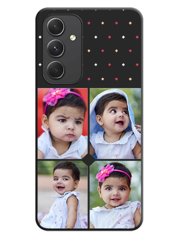 Custom Multicolor Dotted Pattern with 4 Image Holder on Space Black Custom Soft Matte Phone Cases - Galaxy A54 5G