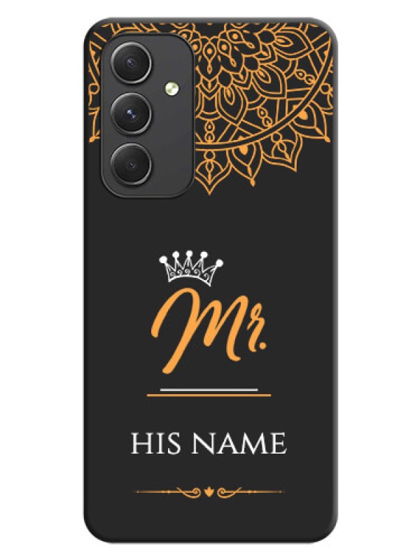 Custom Mr Name with Floral Design  on Personalised Space Black Soft Matte Cases - Galaxy A54 5G