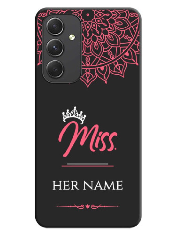 Custom Mrs Name with Floral Design on Space Black Personalized Soft Matte Phone Covers - Galaxy A54 5G