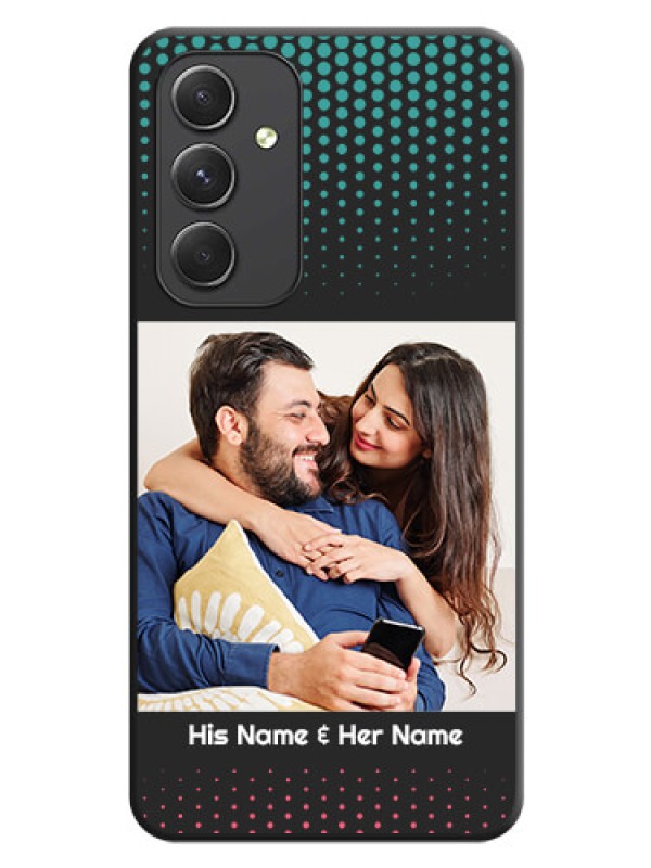 Custom Faded Dots with Grunge Photo Frame and Text on Space Black Custom Soft Matte Phone Cases - Galaxy A54 5G