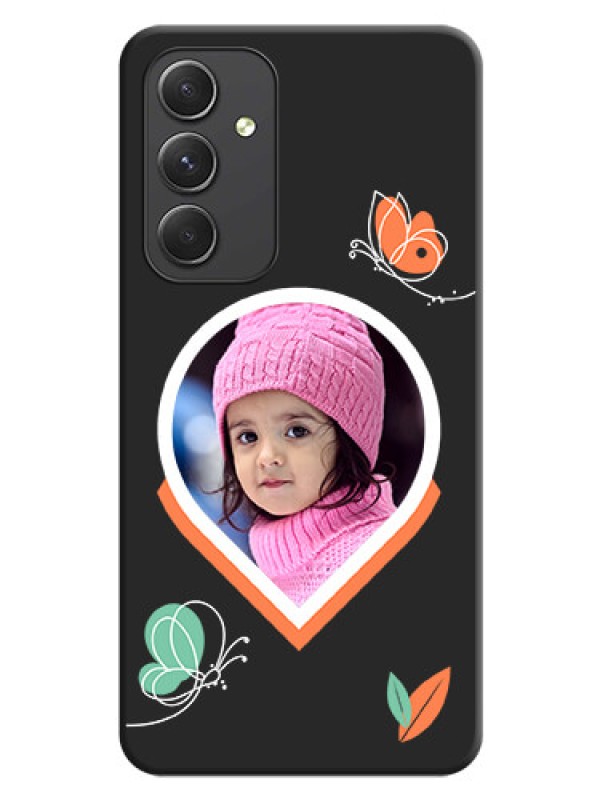 Custom Upload Pic With Simple Butterly Design On Space Black Personalized Soft Matte Phone Covers -Samsung Galaxy A54 5G