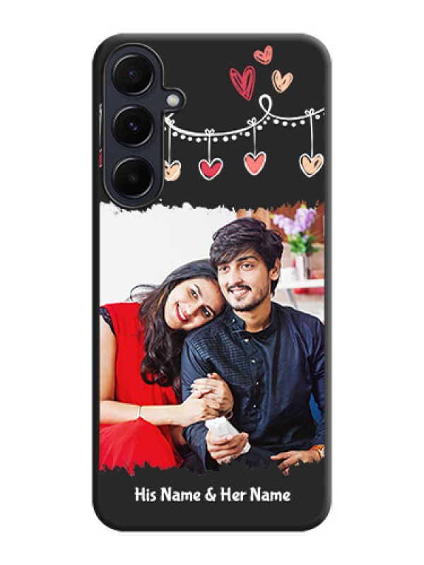 Custom Pink Love Hangings with Name on Space Black Custom Soft Matte Phone Cases - Galaxy A55 5G