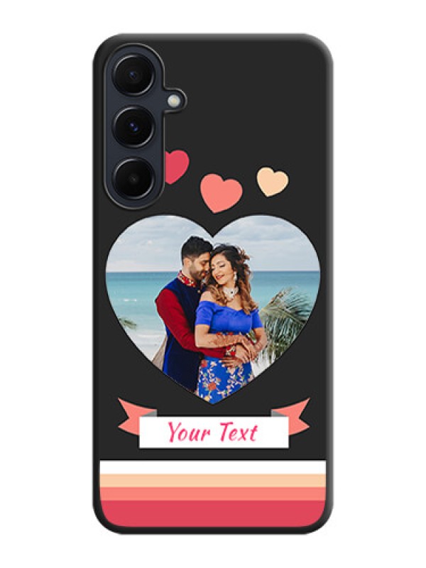 Custom Love Shaped Photo with Colorful Stripes on Personalised Space Black Soft Matte Cases - Galaxy A55 5G